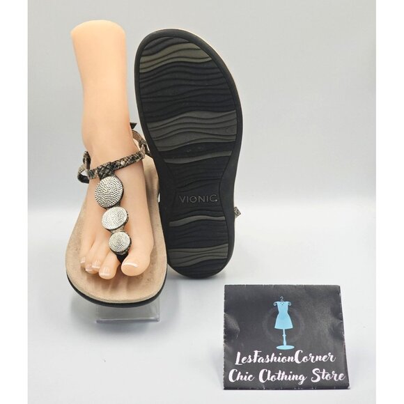 Vionic Women's Snake Print Lizbeth T-strap Orthotic Sandal Sz 11 2525 - Picture 3 of 16